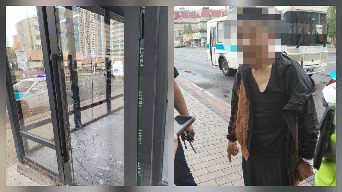 Автобус аялдамасын сындырған: елордада қоғамдық тәртіпті бұзған азамат жауапқа тартылды