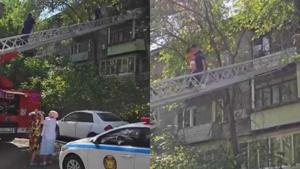 Алматы облысында полицейлер өртенген үйден анасы мен үш баласын аман алып шықты