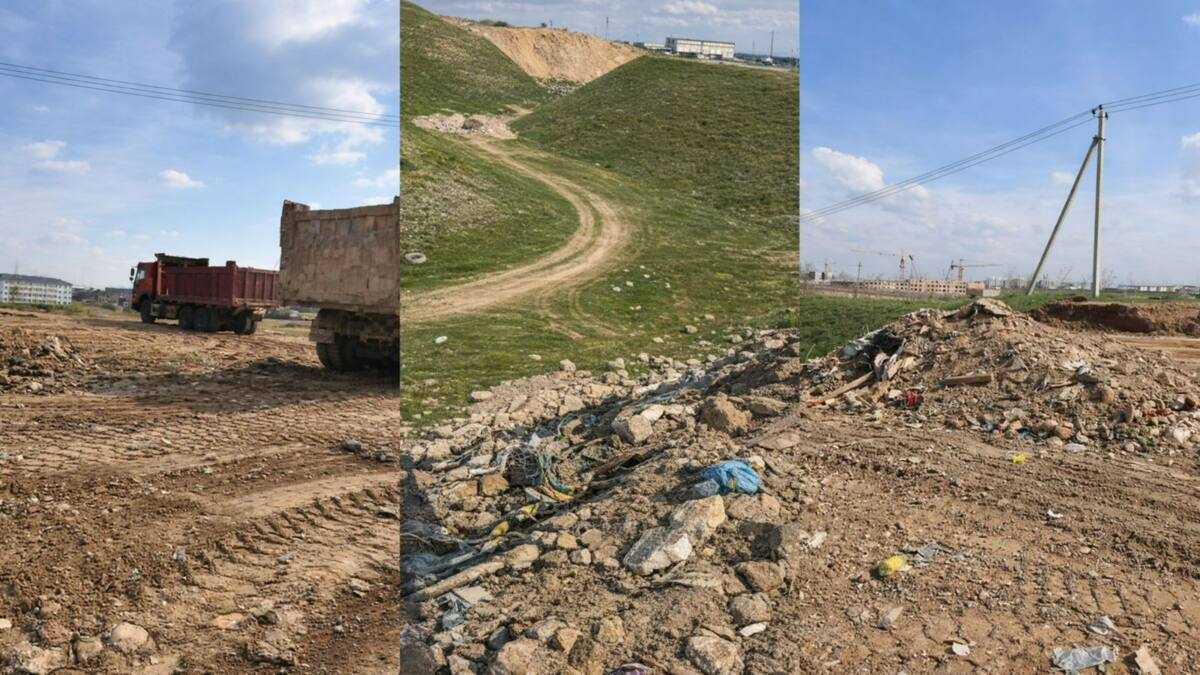 Қоқысқа толы жүк көліктер: Шымкентте заңсыз қоқыс үйіндісінің жолы кесілді